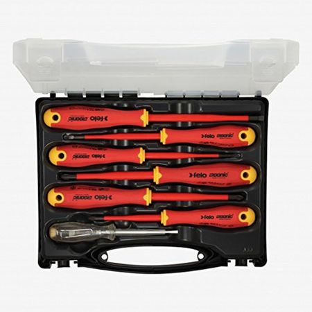 FELO 0715762745 E-Slim Insulated Screwdriver Set, Slotted & Phillips 7-Pc 0715762745